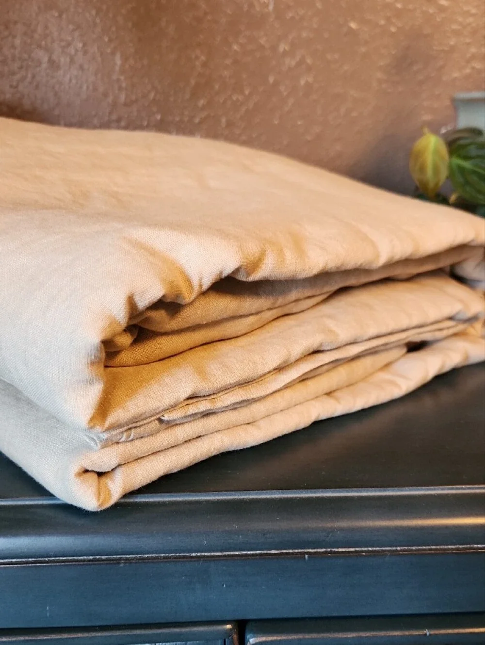 Quince Queen European Linen Duvet Cover Set With Shams - Toffee